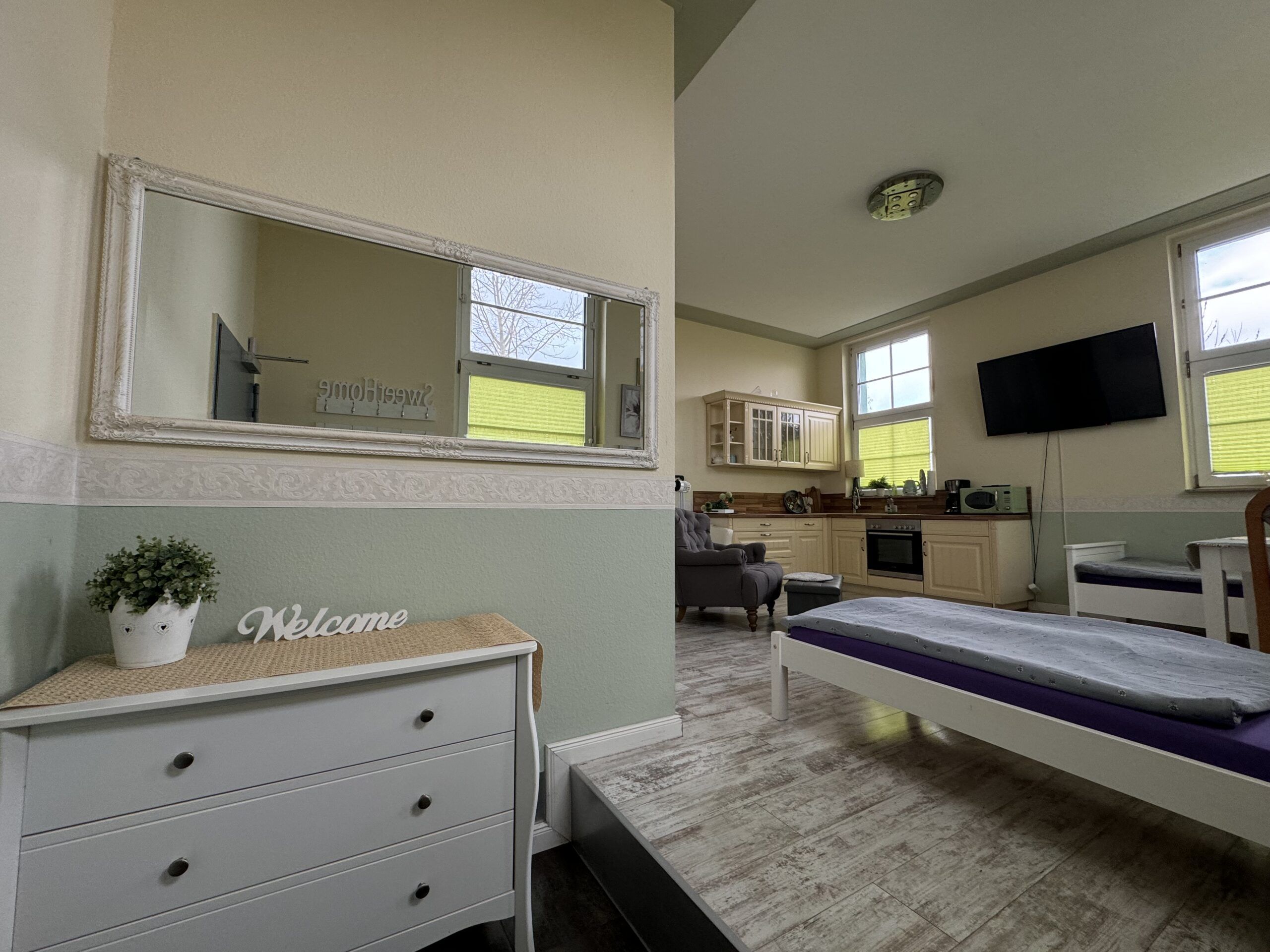 Wohnbereich des Monteurzimmer in Usadel